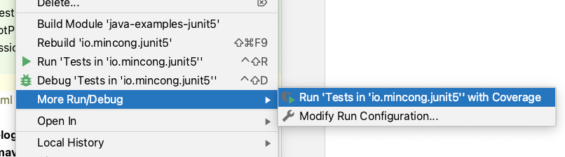 Run tests with coverage at package level in IntelliJ IDEA