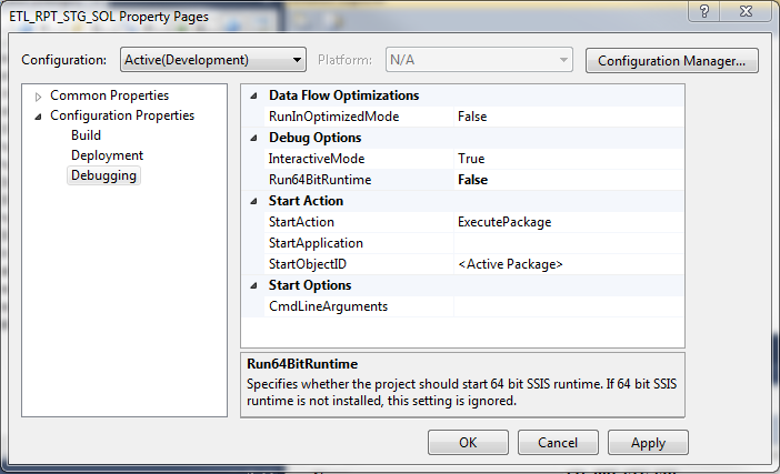 SSIS package properties